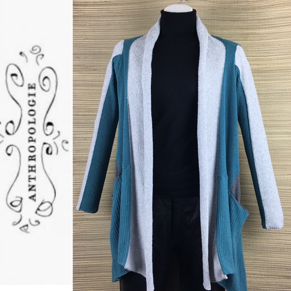 Anthropologie Sparrow Colorblock Open Cardigan - image 4